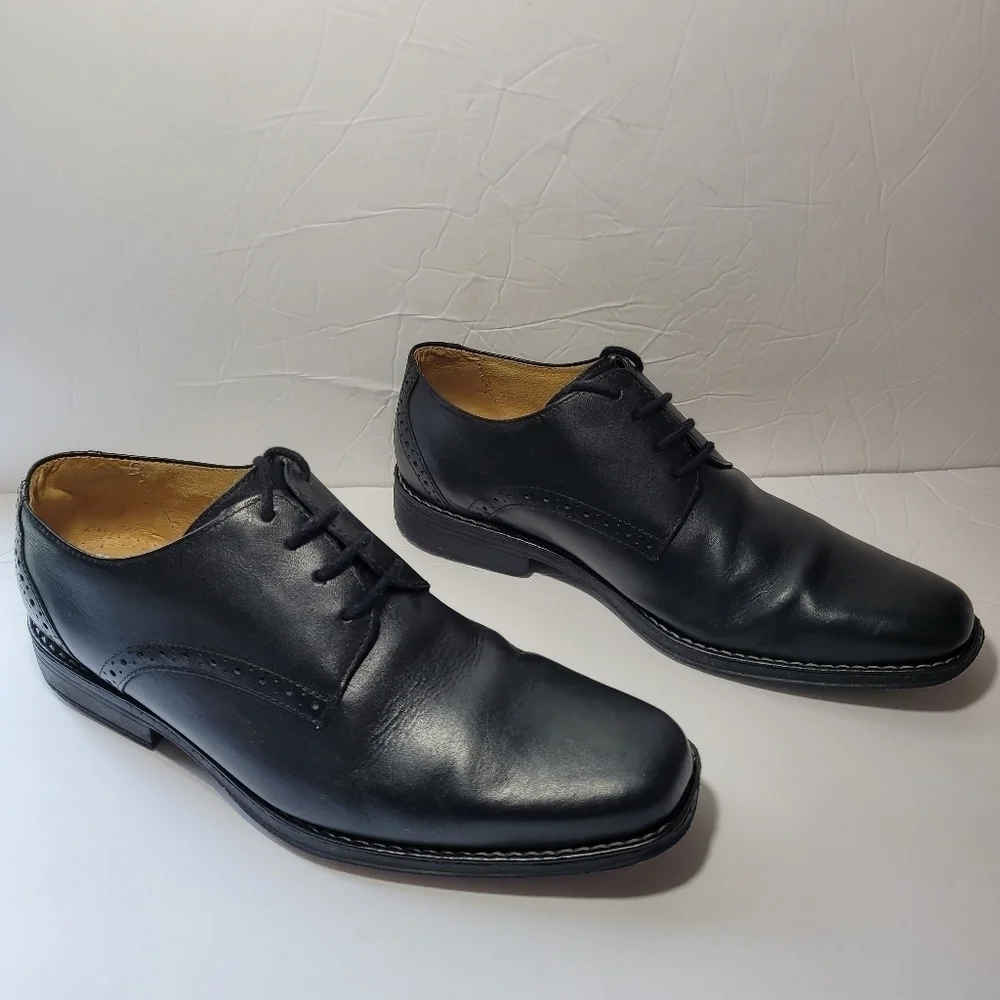 SANDRO MOSCOLONI MEN'S Black Leather Lace Up Derby Shoes Size 9.5 D